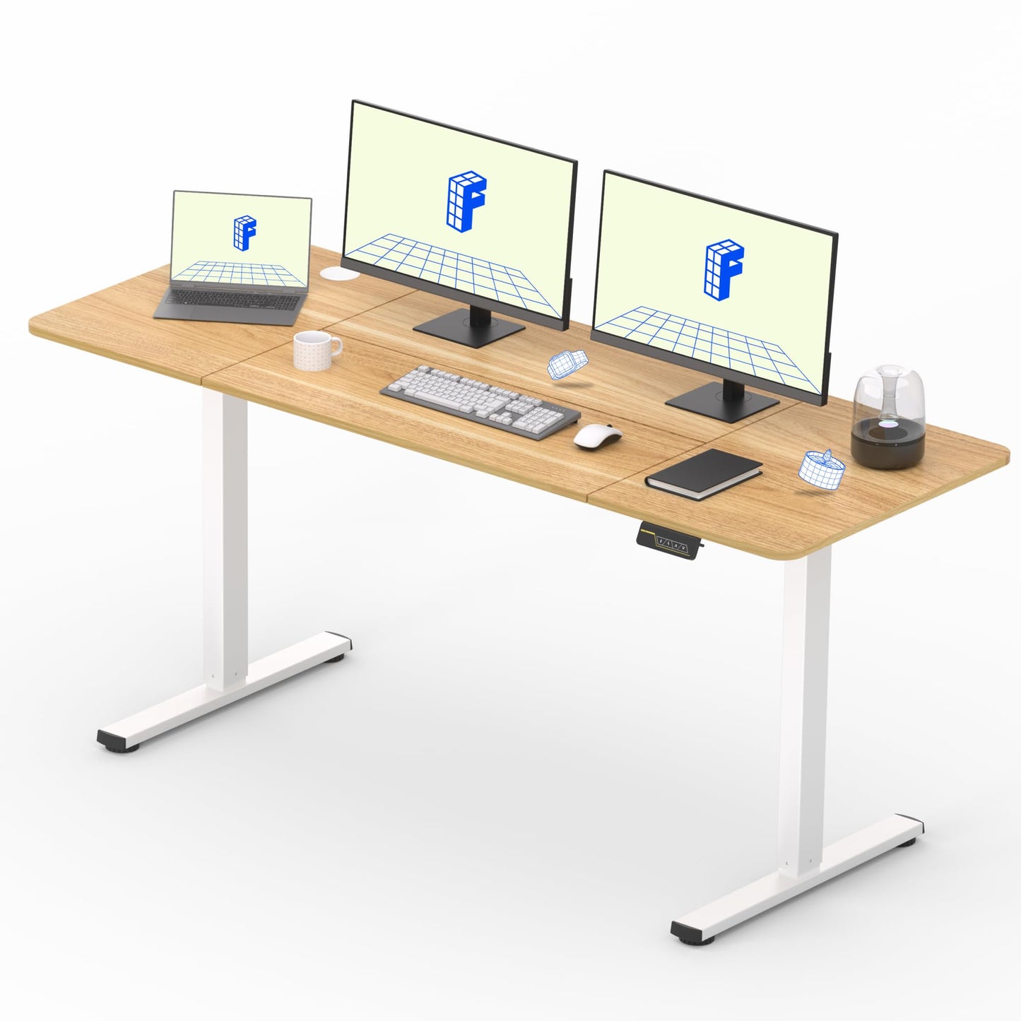 FLEXISPOT 140X60cm Escritorio Elevable Eléctrico con Tablero, con Gancho y Portavasos, Standing Desk, Mesa Elevable Escritorio de Elevable con Memoria Inteligente para Oficina y Hogar(Blanco)