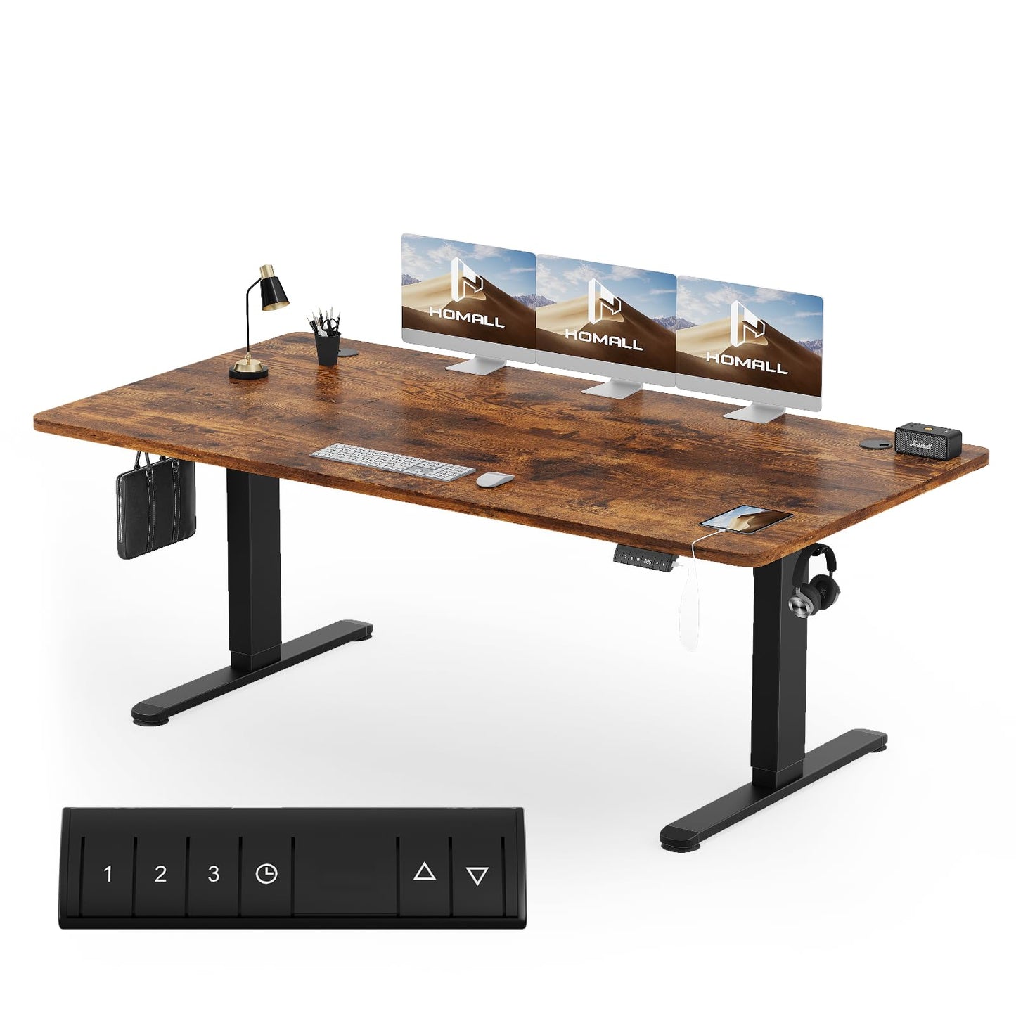 Homall Escritorio 140 x 80 cm,Escritorio Elevable con Carga USB,Mesa Elevable Escritorio Equipado con 3 Funciones de Memoria y Recordatorio,Mesas Elevables Modernas,Mesa Regulable Altura