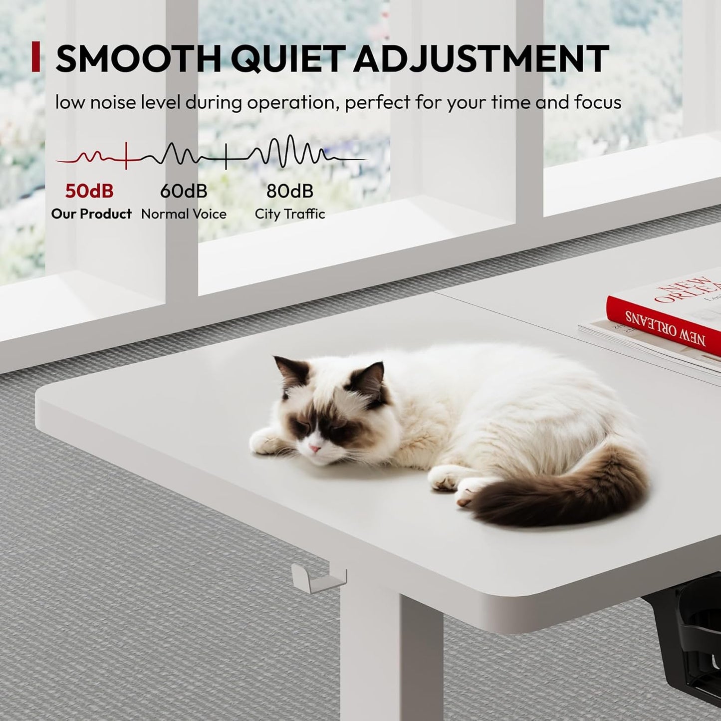 SANODESK QS1 140 x 60 cm Escritorio Elevable Eléctrico con Tablero Escritorio Regulable en Altura Eléctrico Telescópico Bidireccional con Control de Memoria y Tecnología Anticolisión (Blanco)