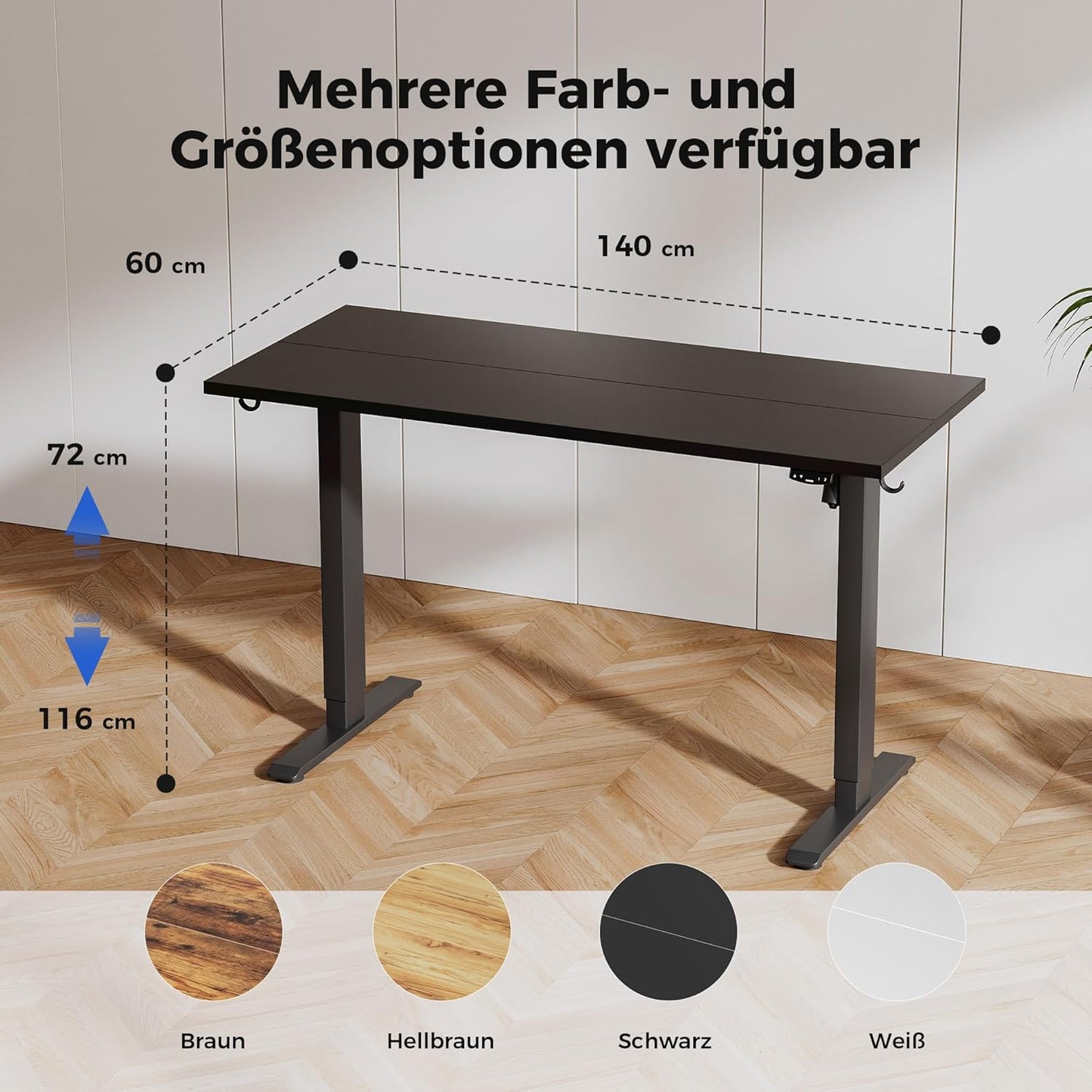 Agilestic 140 x 60 cm Escritorio Elevable Eléctrico con Tablero Escritorio Regulable en Altura Eléctrico Telescópico Bi-direccional con Control de Memoria y Tecnología Anticolisión, Negro