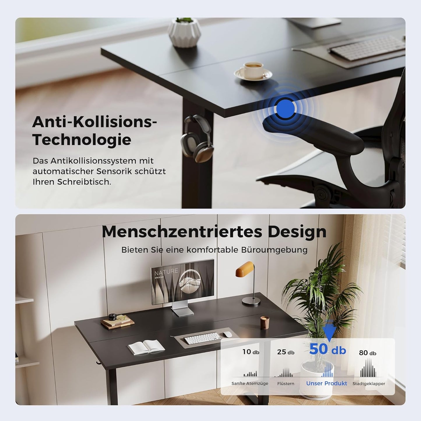 Agilestic 140 x 60 cm Escritorio Elevable Eléctrico con Tablero Escritorio Regulable en Altura Eléctrico Telescópico Bi-direccional con Control de Memoria y Tecnología Anticolisión, Negro