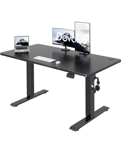 Devoko 140x60 cm Escritorio Regulable en Altura, Escritorio Elevable Eléctrico Telescópico Bidireccional, Escritorio de Oficinay Hogar, para Estudio en Casa con Tablero Ensamblado, Blanco