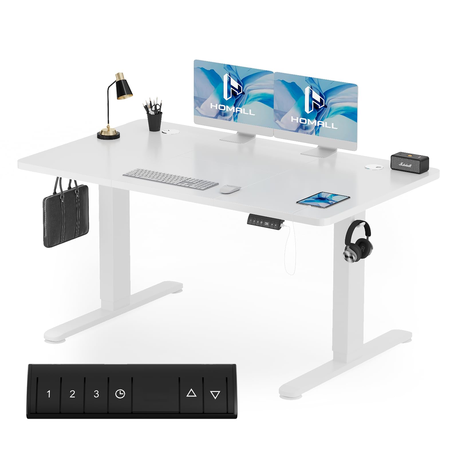 Homall Escritorio 140 x 80 cm,Escritorio Elevable con Carga USB,Mesa Elevable Escritorio Equipado con 3 Funciones de Memoria y Recordatorio,Mesas Elevables Modernas,Mesa Regulable Altura