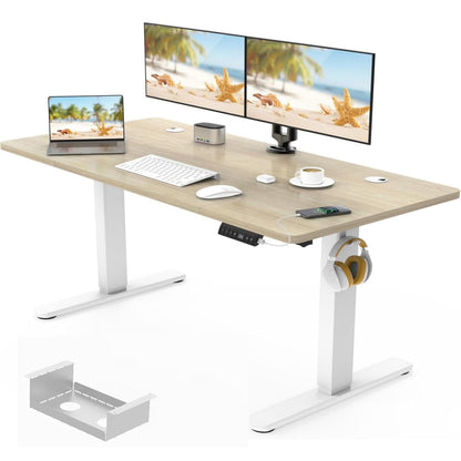 Devoko 140x60 cm Escritorio Regulable en Altura, Escritorio Elevable Eléctrico Telescópico Bidireccional, Escritorio de Oficinay Hogar, para Estudio en Casa con Tablero Ensamblado, Blanco