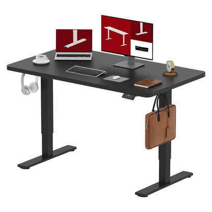 SANODESK QS1 140 x 60 cm Escritorio Elevable Eléctrico con Tablero Escritorio Regulable en Altura Eléctrico Telescópico Bidireccional con Control de Memoria y Tecnología Anticolisión (Blanco)
