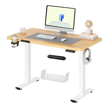 FLEXISPOT QE Pro Escritorio Elevable Eléctrico 140x60cm, Mesa Elevable con 2 Ganchos, Portavasos y Organizador de Cables, 4 Función de Memoria, Standing Desk para Oficina & Hogar y Teletrabajo, Negro