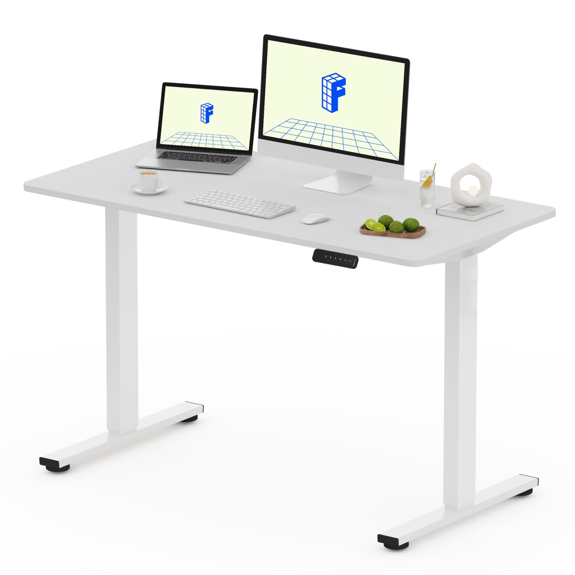 FLEXISPOT QE Pro Escritorio Elevable Eléctrico 140x60cm, Mesa Elevable con 2 Ganchos, Portavasos y Organizador de Cables, 4 Función de Memoria, Standing Desk para Oficina & Hogar y Teletrabajo, Negro
