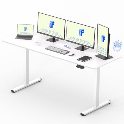 FLEXISPOT 140X60cm Escritorio Elevable Eléctrico con Tablero, con Gancho y Portavasos, Standing Desk, Mesa Elevable Escritorio de Elevable con Memoria Inteligente para Oficina y Hogar(Blanco)