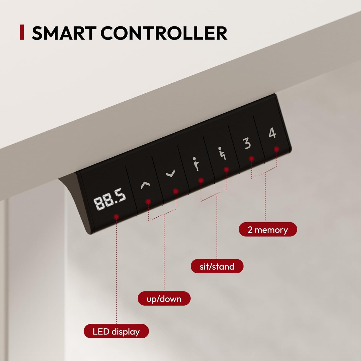 SANODESK QS1 140 x 60 cm Escritorio Elevable Eléctrico con Tablero Escritorio Regulable en Altura Eléctrico Telescópico Bidireccional con Control de Memoria y Tecnología Anticolisión (Blanco)