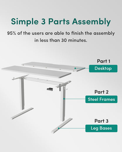 Cubiker Escritorio Eléctrico de Pie - 140 * 60 cm Mesa Altura Ajustable con Tablero, Sistema Anticolisión, Pies en T de Acero, Panel Control con Funciones Memoria