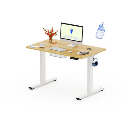 FLEXISPOT QE Pro Escritorio Elevable Eléctrico 140x60cm, Mesa Elevable con 2 Ganchos, Portavasos y Organizador de Cables, 4 Función de Memoria, Standing Desk para Oficina & Hogar y Teletrabajo, Negro