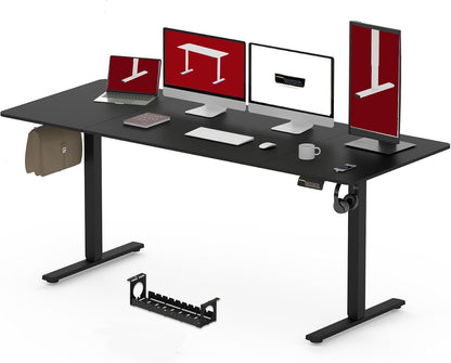SANODESK QS1 140 x 60 cm Escritorio Elevable Eléctrico con Tablero Escritorio Regulable en Altura Eléctrico Telescópico Bidireccional con Control de Memoria y Tecnología Anticolisión (Blanco)