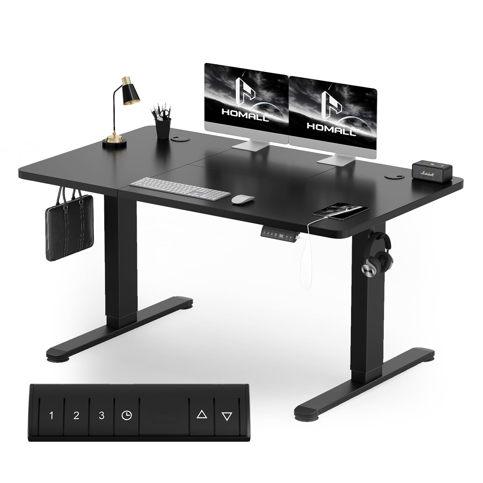 Homall Escritorio 140 x 80 cm,Escritorio Elevable con Carga USB,Mesa Elevable Escritorio Equipado con 3 Funciones de Memoria y Recordatorio,Mesas Elevables Modernas,Mesa Regulable Altura
