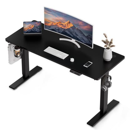 HOMAVO Escritorio Eléctrico De Pie para Sentarse 140x70cm, Escritorio Eléctrico con Memoria y Función Anticolisión, Puertos de Carga Rápida USB-A y Tipo-C, Escritorio Regulable en Altura (70-119CM)