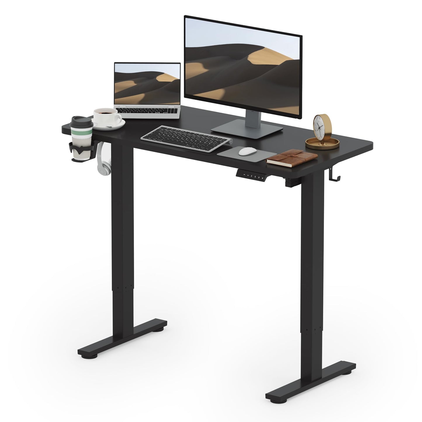 SANODESK FQ1 140x60cm Escritorio Elevable Eléctrico con Tablero, Standing Desk, Mesa Elevable para Computadora con Gancho, Cerradura para niños, Función de Memoria para Oficina y Hogar-Blanco Arce