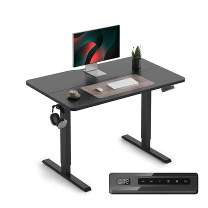 Cubiker Escritorio Eléctrico de Pie - 140 * 60 cm Mesa Altura Ajustable con Tablero, Sistema Anticolisión, Pies en T de Acero, Panel Control con Funciones Memoria