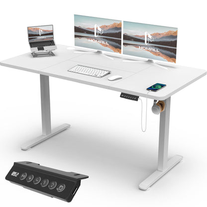 Homall 140X60 Cm Escritorio Elevable con Toma USB, Escritorio Elevable Eléctrico con Funciones De Sistema Anticolisión, Mesa De Escritorio con Soporte Eléctrico,Marrón