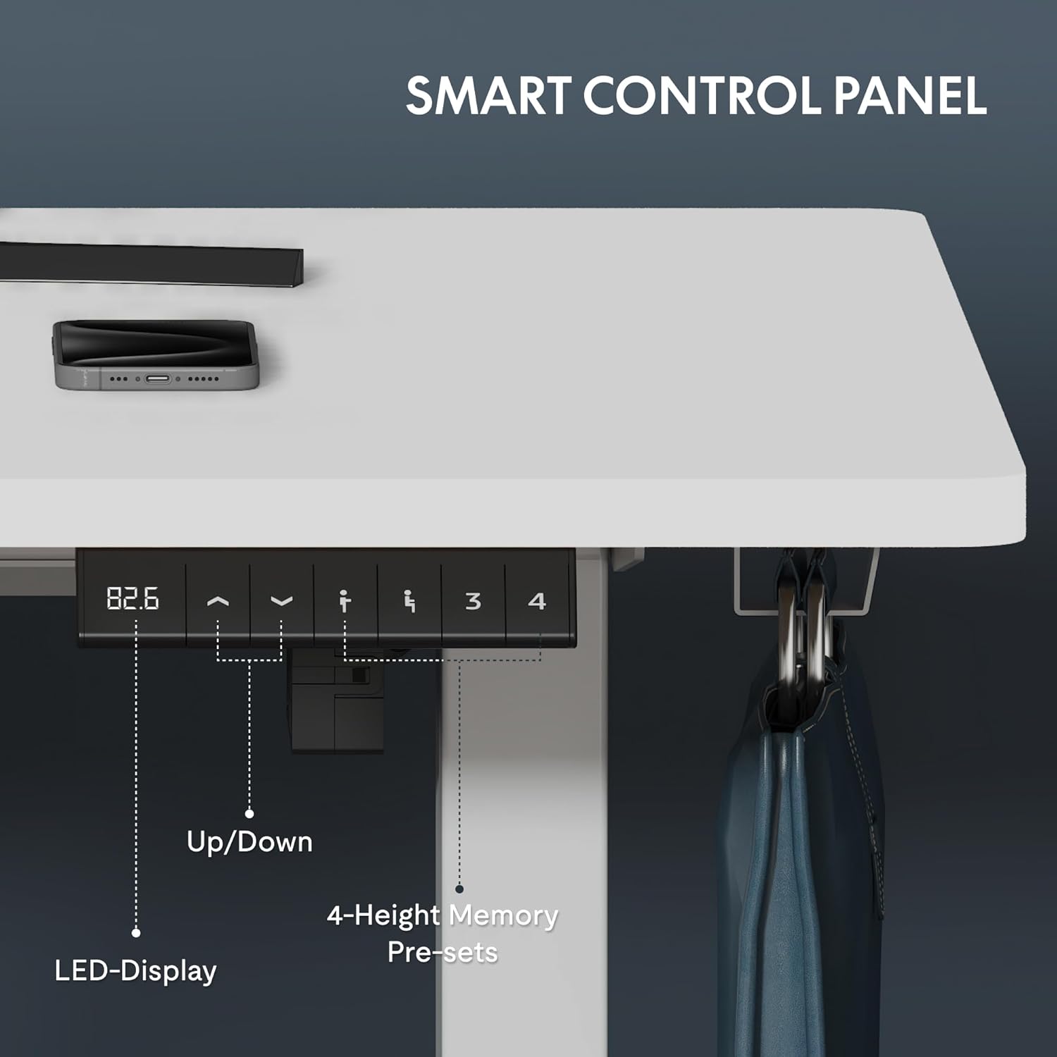 FLEXISPOT 140X60cm Escritorio Elevable Eléctrico con Tablero, con Gancho y Portavasos, Standing Desk, Mesa Elevable Escritorio de Elevable con Memoria Inteligente para Oficina y Hogar(Blanco)