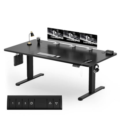 Homall Escritorio 140 x 80 cm,Escritorio Elevable con Carga USB,Mesa Elevable Escritorio Equipado con 3 Funciones de Memoria y Recordatorio,Mesas Elevables Modernas,Mesa Regulable Altura