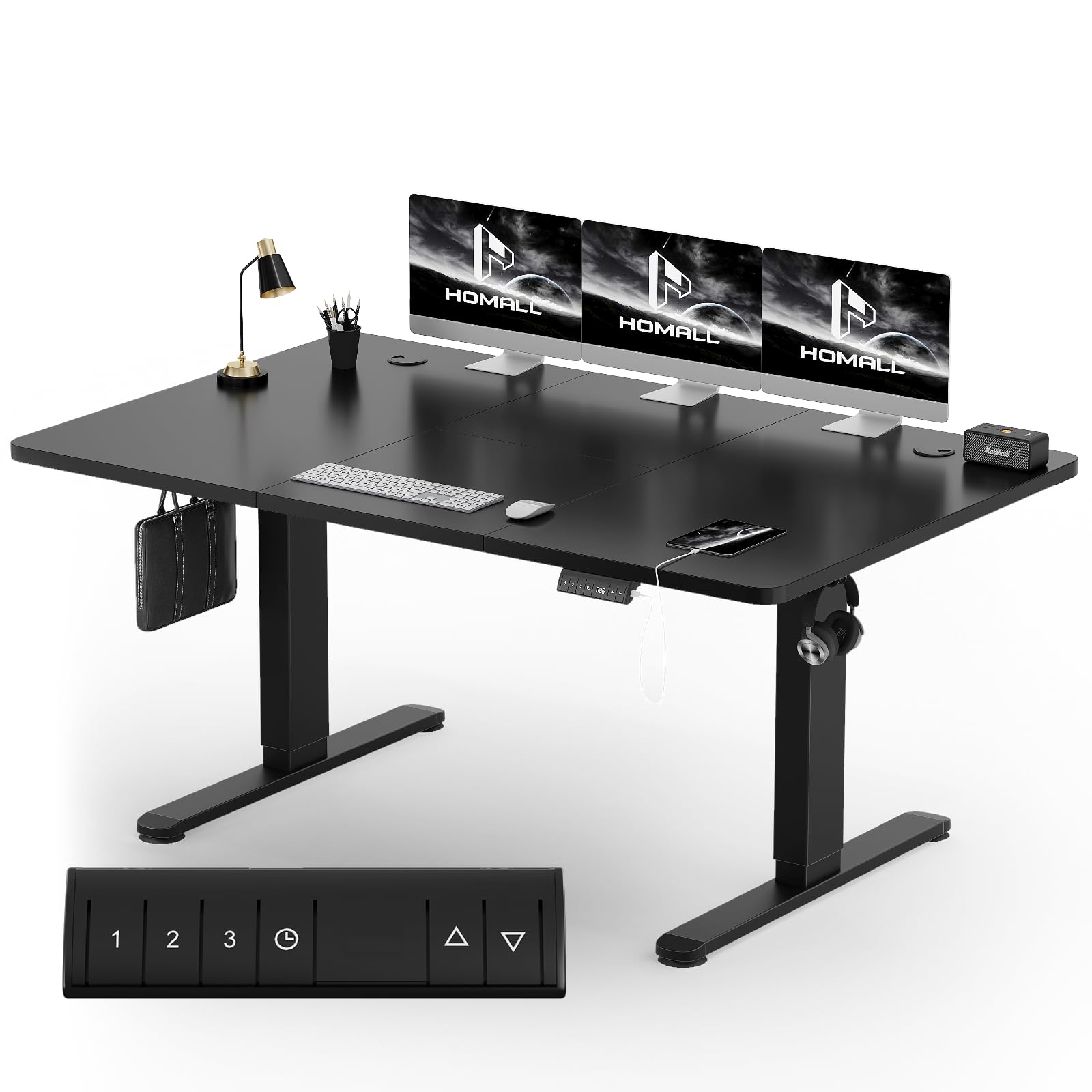 Homall Escritorio 140 x 80 cm,Escritorio Elevable con Carga USB,Mesa Elevable Escritorio Equipado con 3 Funciones de Memoria y Recordatorio,Mesas Elevables Modernas,Mesa Regulable Altura