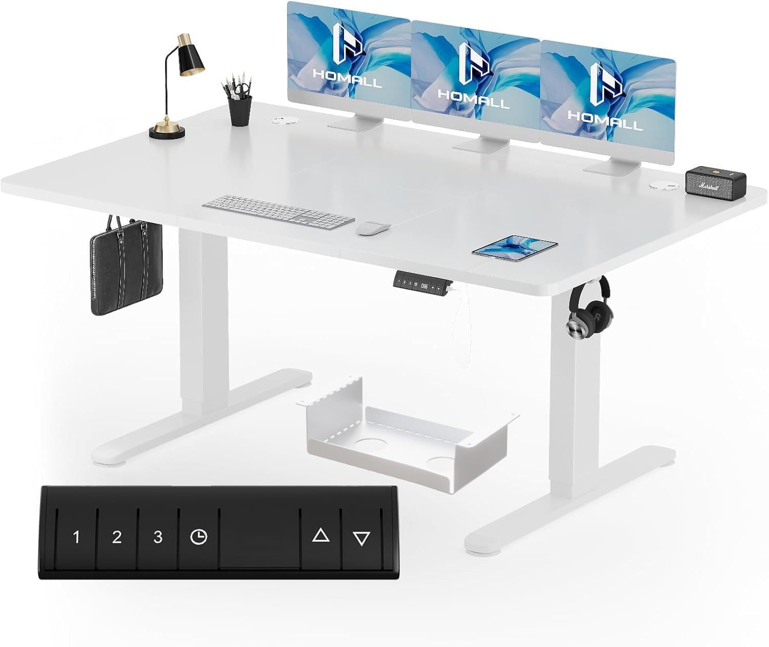Homall Escritorio 140 x 80 cm,Escritorio Elevable con Carga USB,Mesa Elevable Escritorio Equipado con 3 Funciones de Memoria y Recordatorio,Mesas Elevables Modernas,Mesa Regulable Altura
