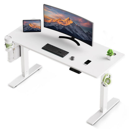HOMAVO Escritorio Eléctrico De Pie para Sentarse 140x70cm, Escritorio Eléctrico con Memoria y Función Anticolisión, Puertos de Carga Rápida USB-A y Tipo-C, Escritorio Regulable en Altura (70-119CM)