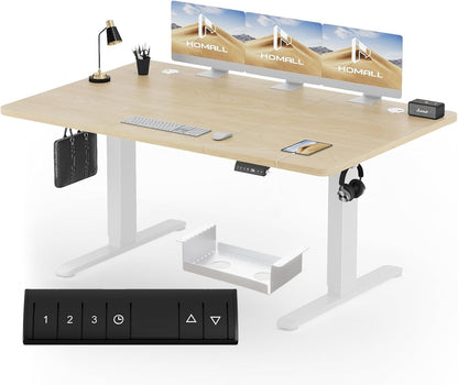Homall Escritorio 140 x 80 cm,Escritorio Elevable con Carga USB,Mesa Elevable Escritorio Equipado con 3 Funciones de Memoria y Recordatorio,Mesas Elevables Modernas,Mesa Regulable Altura