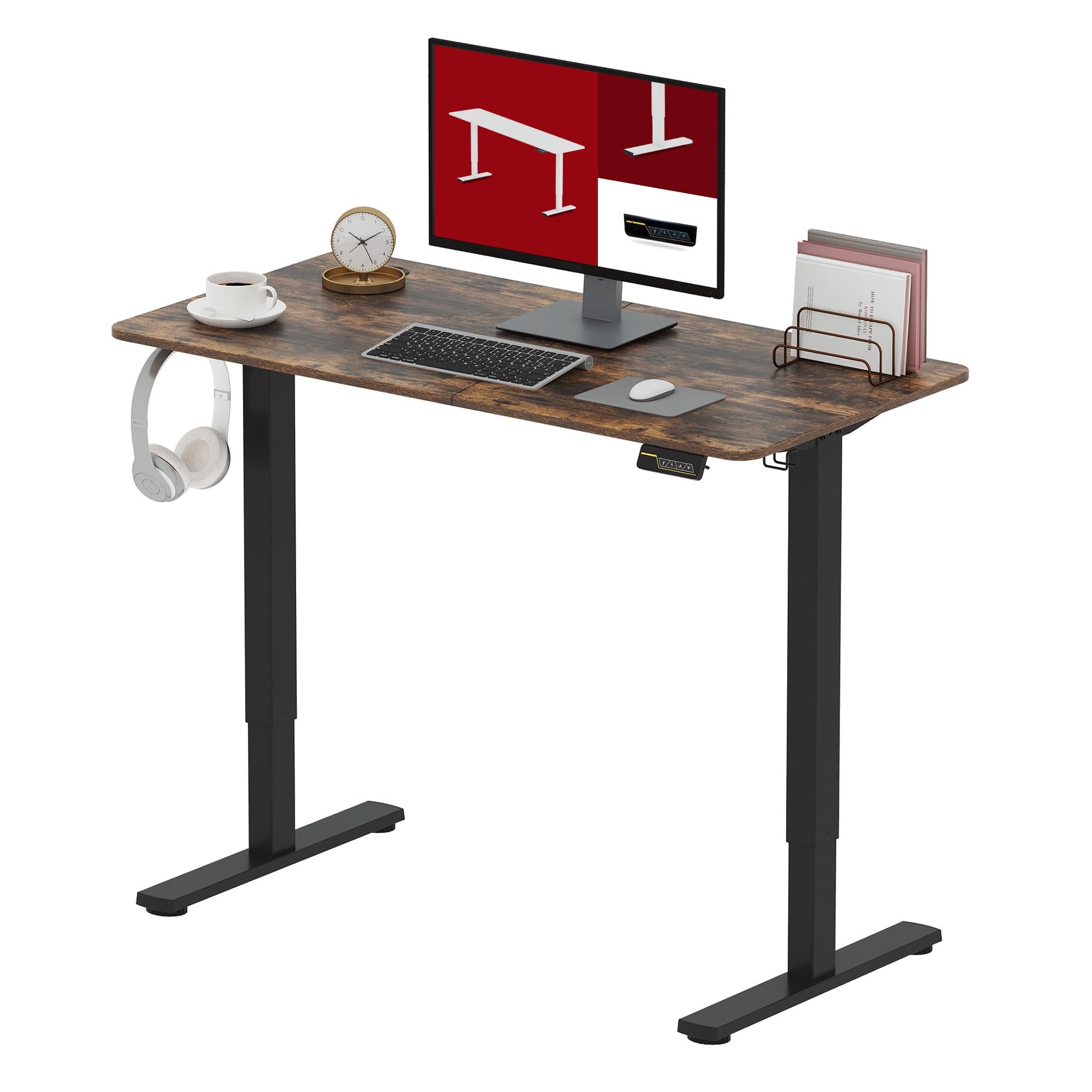 SANODESK QS1 140 x 60 cm Escritorio Elevable Eléctrico con Tablero Escritorio Regulable en Altura Eléctrico Telescópico Bidireccional con Control de Memoria y Tecnología Anticolisión (Blanco)