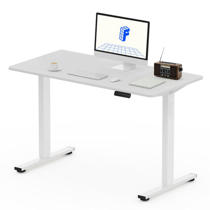 FLEXISPOT 140X60cm Escritorio Elevable Eléctrico con Tablero, con Gancho y Portavasos, Standing Desk, Mesa Elevable Escritorio de Elevable con Memoria Inteligente para Oficina y Hogar(Blanco)