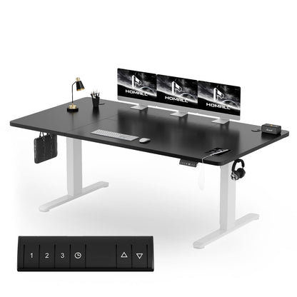 Homall Escritorio 140 x 80 cm,Escritorio Elevable con Carga USB,Mesa Elevable Escritorio Equipado con 3 Funciones de Memoria y Recordatorio,Mesas Elevables Modernas,Mesa Regulable Altura