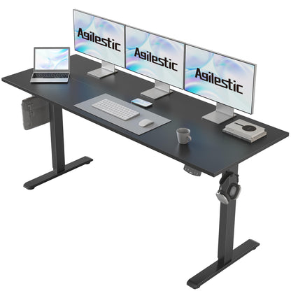 Agilestic 140 x 60 cm Escritorio Elevable Eléctrico con Tablero Escritorio Regulable en Altura Eléctrico Telescópico Bi-direccional con Control de Memoria y Tecnología Anticolisión, Negro