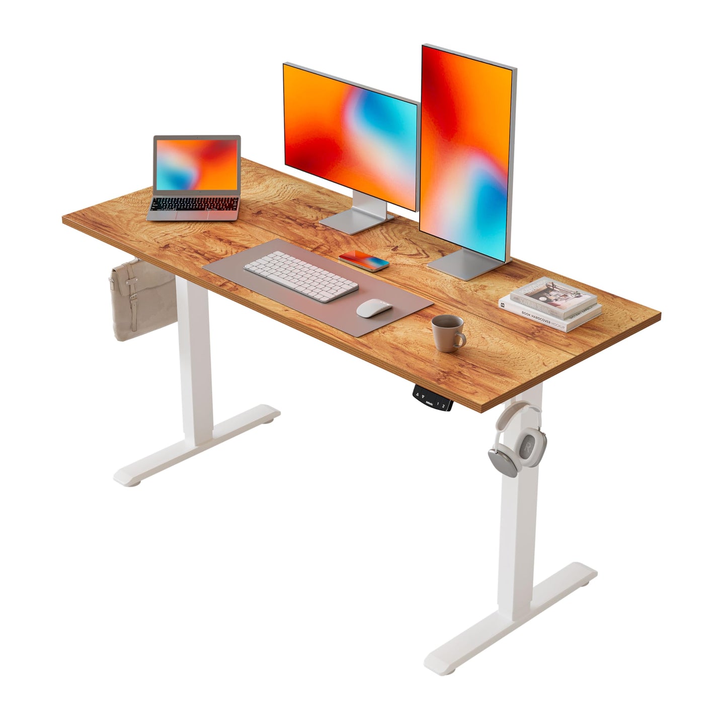 Agilestic 140 x 60 cm Escritorio Elevable Eléctrico con Tablero Escritorio Regulable en Altura Eléctrico Telescópico Bi-direccional con Control de Memoria y Tecnología Anticolisión, Negro