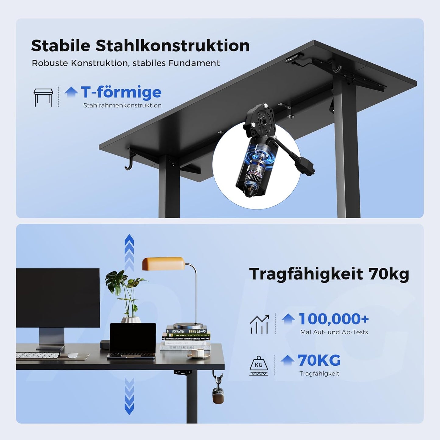 Agilestic 140 x 60 cm Escritorio Elevable Eléctrico con Tablero Escritorio Regulable en Altura Eléctrico Telescópico Bi-direccional con Control de Memoria y Tecnología Anticolisión, Negro