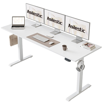 Agilestic 140 x 60 cm Escritorio Elevable Eléctrico con Tablero Escritorio Regulable en Altura Eléctrico Telescópico Bi-direccional con Control de Memoria y Tecnología Anticolisión, Negro