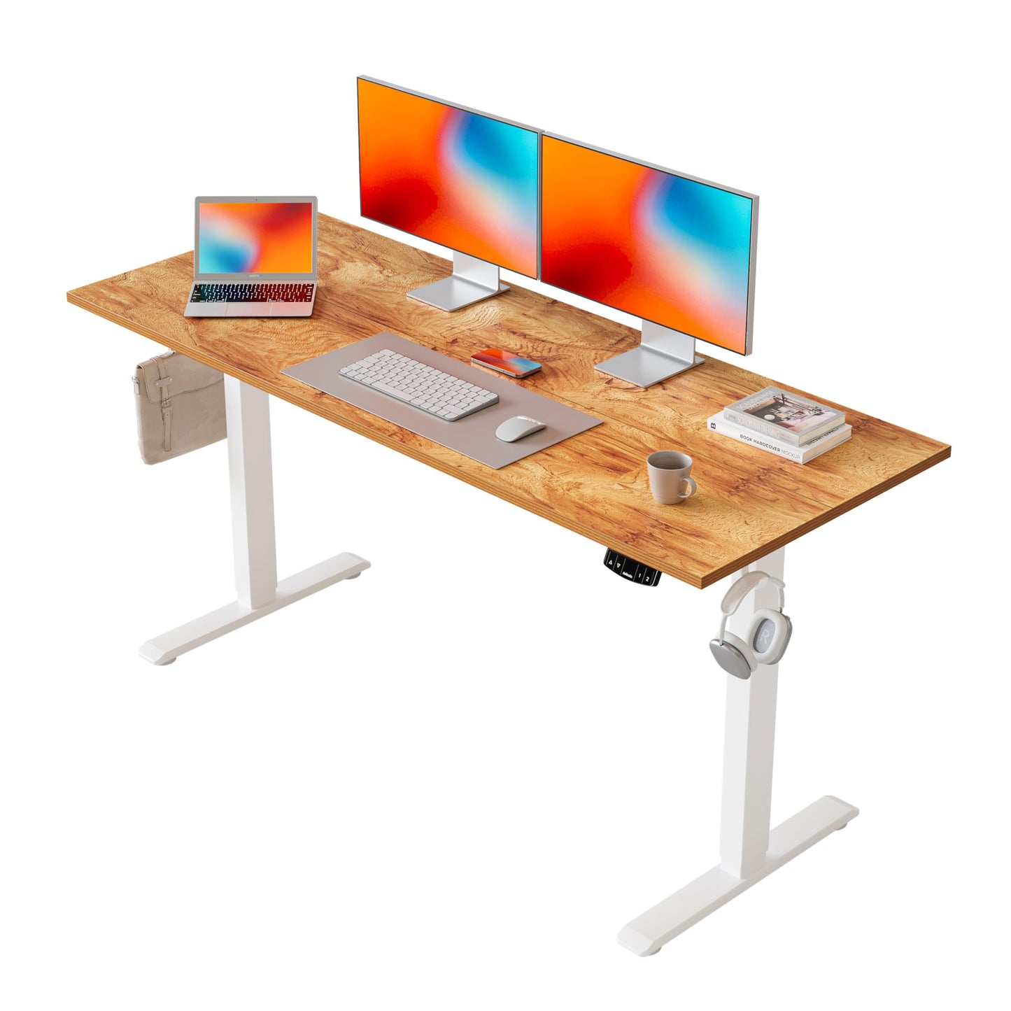 Agilestic 140 x 60 cm Escritorio Elevable Eléctrico con Tablero Escritorio Regulable en Altura Eléctrico Telescópico Bi-direccional con Control de Memoria y Tecnología Anticolisión, Negro
