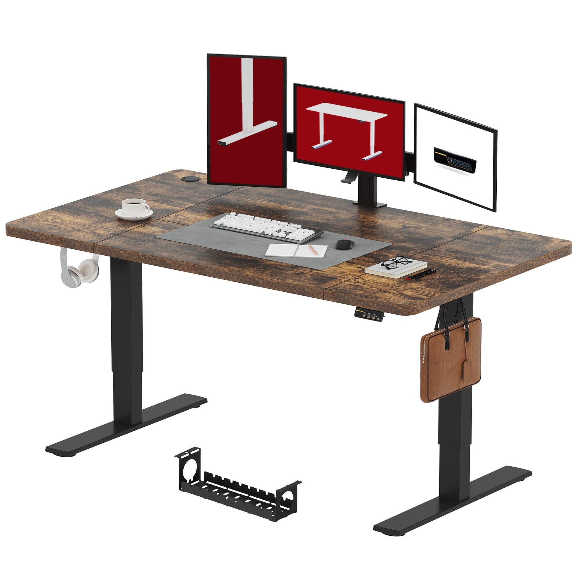 SANODESK FQ1 140x60cm Escritorio Elevable Eléctrico con Tablero, Standing Desk, Mesa Elevable para Computadora con Gancho, Cerradura para niños, Función de Memoria para Oficina y Hogar-Blanco Arce