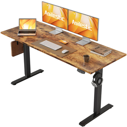 Agilestic 140 x 60 cm Escritorio Elevable Eléctrico con Tablero Escritorio Regulable en Altura Eléctrico Telescópico Bi-direccional con Control de Memoria y Tecnología Anticolisión, Negro