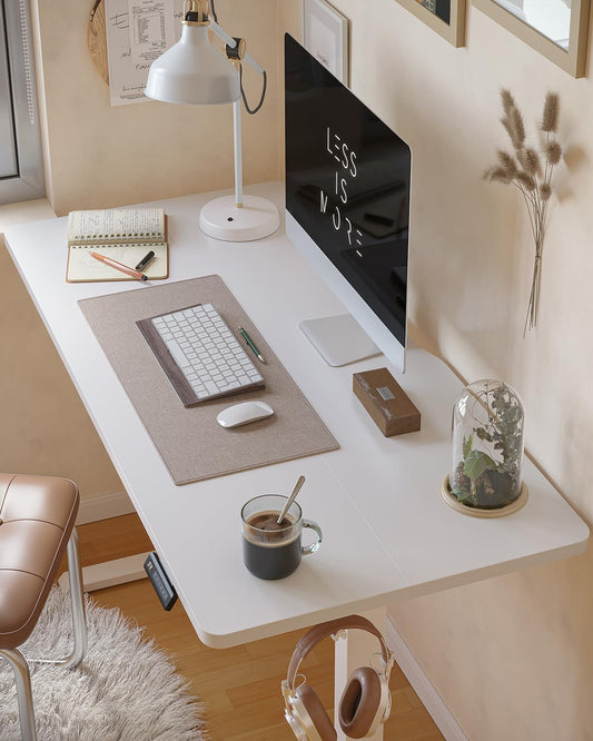 Cubiker Escritorio Eléctrico de Pie - 140 * 60 cm Mesa Altura Ajustable con Tablero, Sistema Anticolisión, Pies en T de Acero, Panel Control con Funciones Memoria