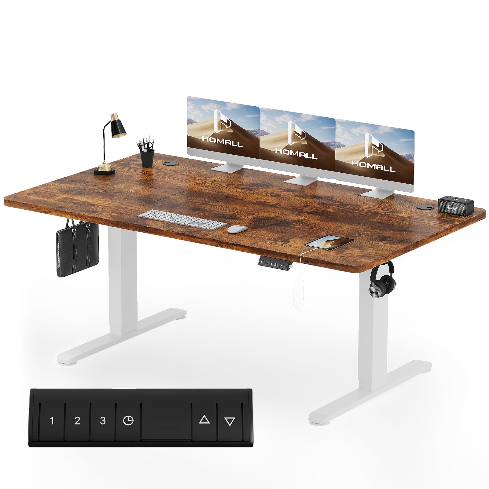Homall Escritorio 140 x 80 cm,Escritorio Elevable con Carga USB,Mesa Elevable Escritorio Equipado con 3 Funciones de Memoria y Recordatorio,Mesas Elevables Modernas,Mesa Regulable Altura