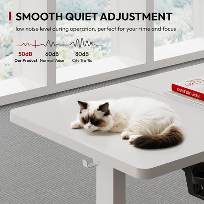 SANODESK QS1 140 x 60 cm Escritorio Elevable Eléctrico con Tablero Escritorio Regulable en Altura Eléctrico Telescópico Bidireccional con Control de Memoria y Tecnología Anticolisión (Blanco)