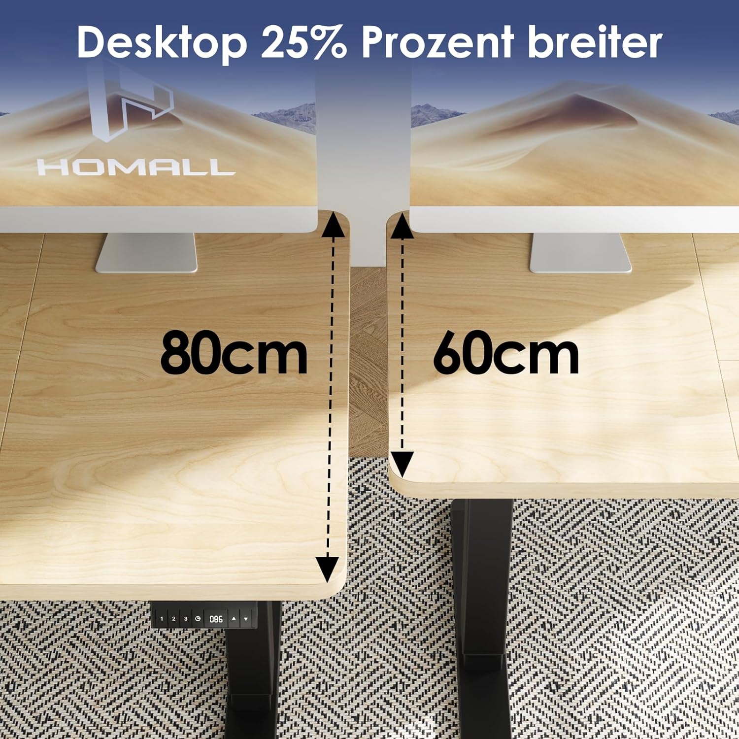 Homall Escritorio 140 x 80 cm,Escritorio Elevable con Carga USB,Mesa Elevable Escritorio Equipado con 3 Funciones de Memoria y Recordatorio,Mesas Elevables Modernas,Mesa Regulable Altura