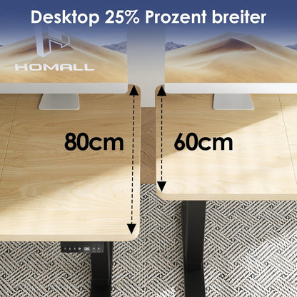 Homall Escritorio 140 x 80 cm,Escritorio Elevable con Carga USB,Mesa Elevable Escritorio Equipado con 3 Funciones de Memoria y Recordatorio,Mesas Elevables Modernas,Mesa Regulable Altura