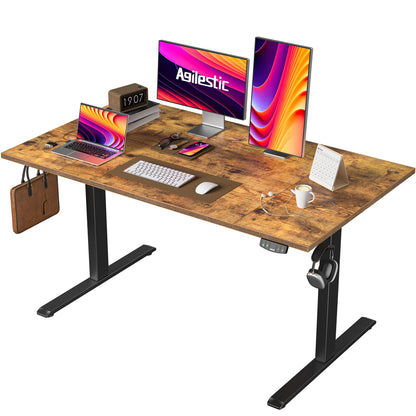 Agilestic 140 x 60 cm Escritorio Elevable Eléctrico con Tablero Escritorio Regulable en Altura Eléctrico Telescópico Bi-direccional con Control de Memoria y Tecnología Anticolisión, Negro